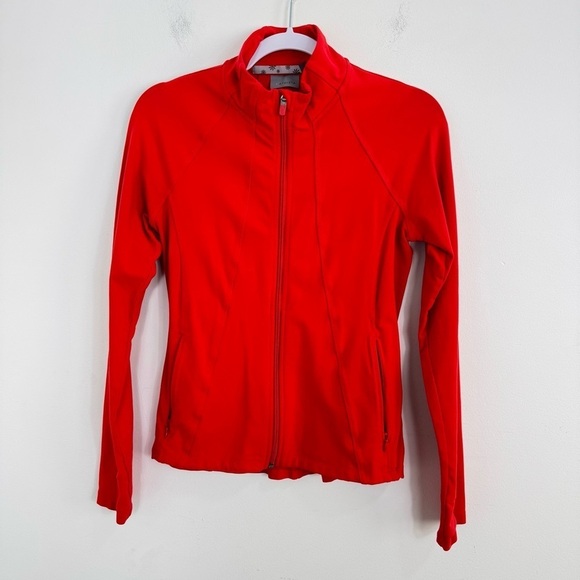 Athleta Women Full Zip Pullover Orange Red Size Small - Picture 1 of 10